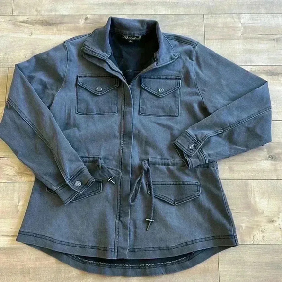 DG2 Diane Gilman Gray Utility Jacket Cotton Sz S - Picture 1 of 7